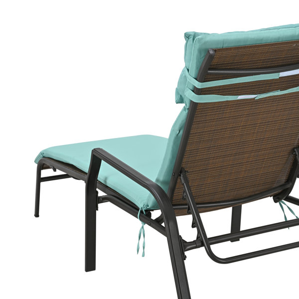 Darby Home Co Wabbaseka Outdoor Metal Chaise Lounge with Table